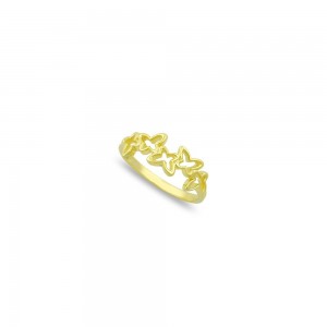 Sterling Silver Yellow Gold Plated Open Butterfly Dainty Ring