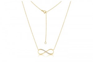 Sterling Silver Yellow Gold Plated Infinity Necklace With CZ 16+2"
