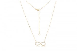 Sterling Silver Yellow Gold Plated Infinity Necklace With CZ 16+2"