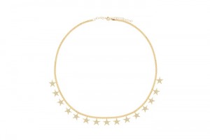Sterling Silver Yellow Gold Plated Star Charm Necklace With CZ