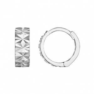 925 Sterling Silver Plain Diamond Cut Huggies Earrings