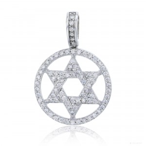 Sterling Silver Round Star of David Pendant