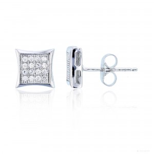 Sterling Silver 4x4 Curved Square Stud