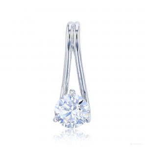 Sterling Silver Rhodium 8.00mm Round Solitaire Pendant